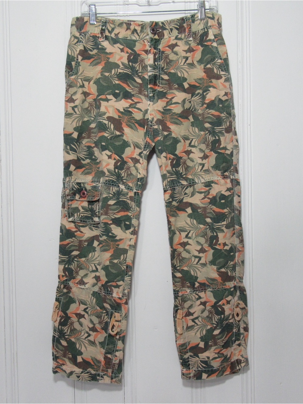 Sundance Catalog Lagoon Camo Linen Blend Cargo Ankle Pants Size 4